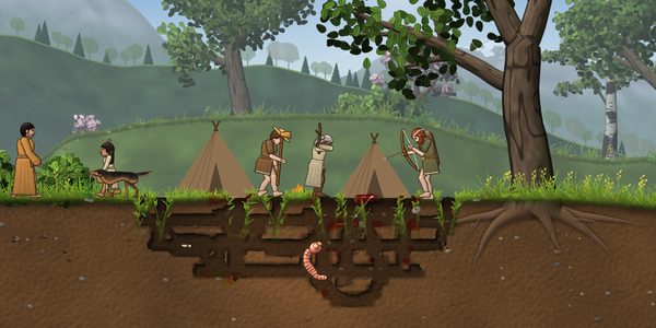 A small worm in its tunnels under a Bronze Age camp, an archer drawing a bow above